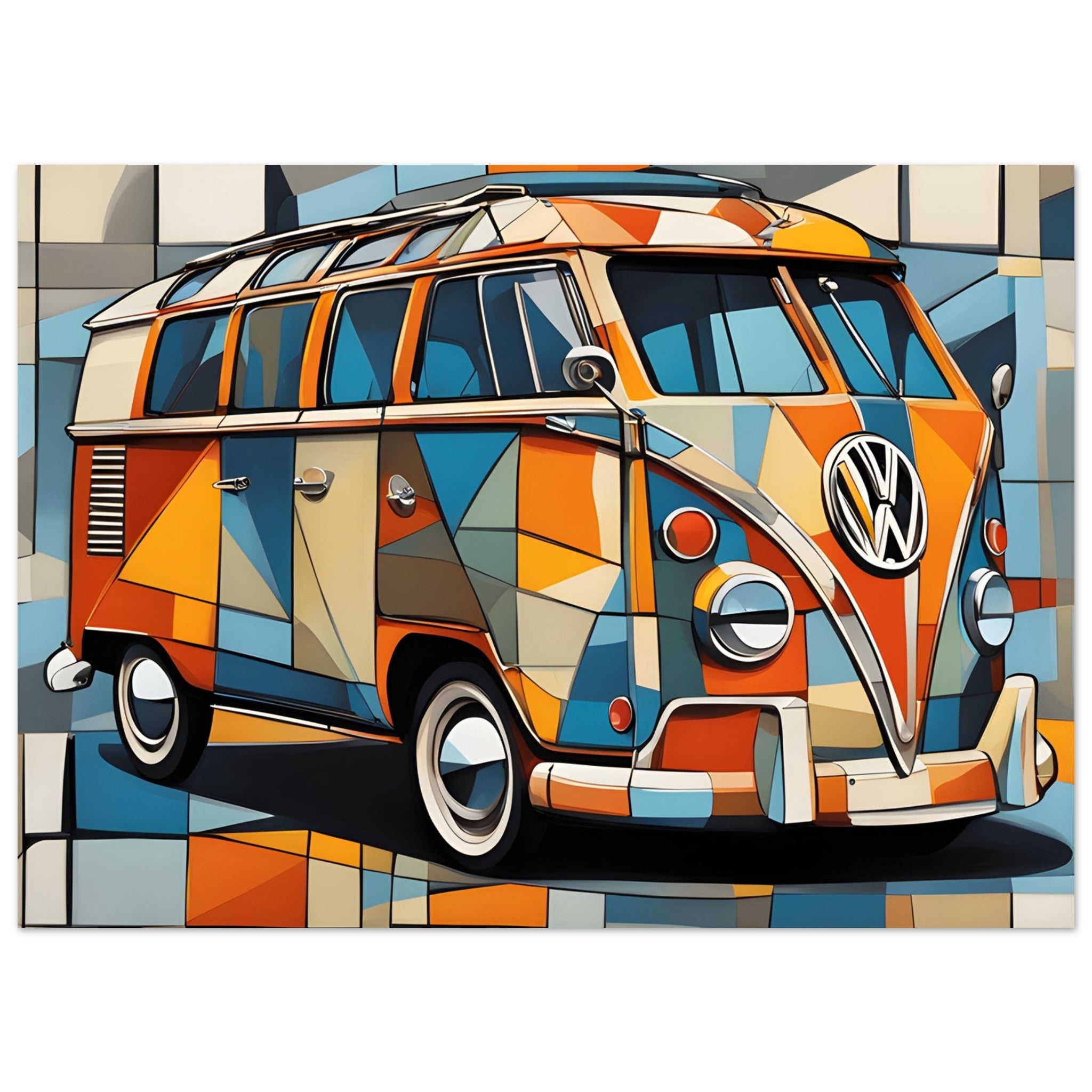 VW Campervan - Wall Art, Home Decor, Cubist Art, Kitchen Art, Unique Art, Collectable Art, Show Stopper Art, Centrepiece Art, Wow Factor, Gift Art, Homeowners Art