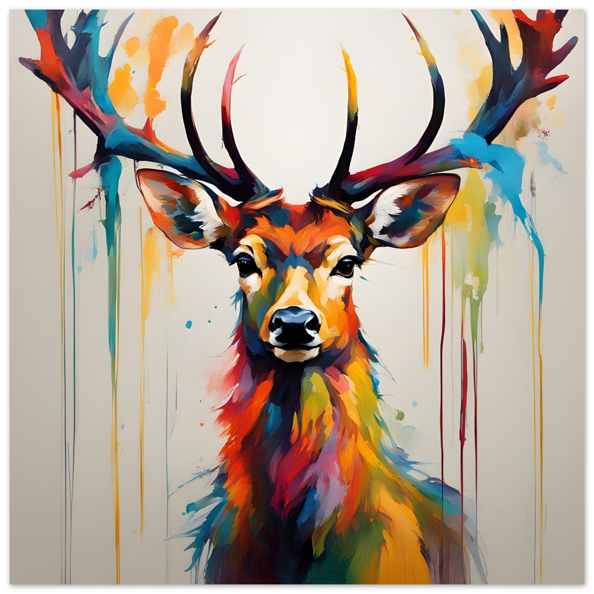Stag With Colourful Antlers By Reflectapix - wall art, home decor, kitchen art, wall decor, wall murals, wall prints, room decor, artwork prints, wall artwork, art to print, art on wall
